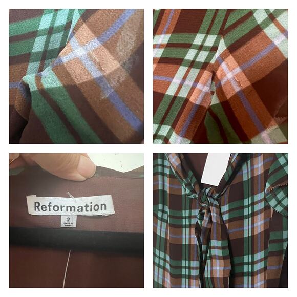 Reformation Talleen Dress In Moreno Plaid Size 2 - Picture 8 of 12